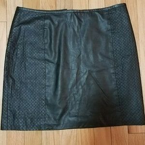 Faux leather black mini skirt